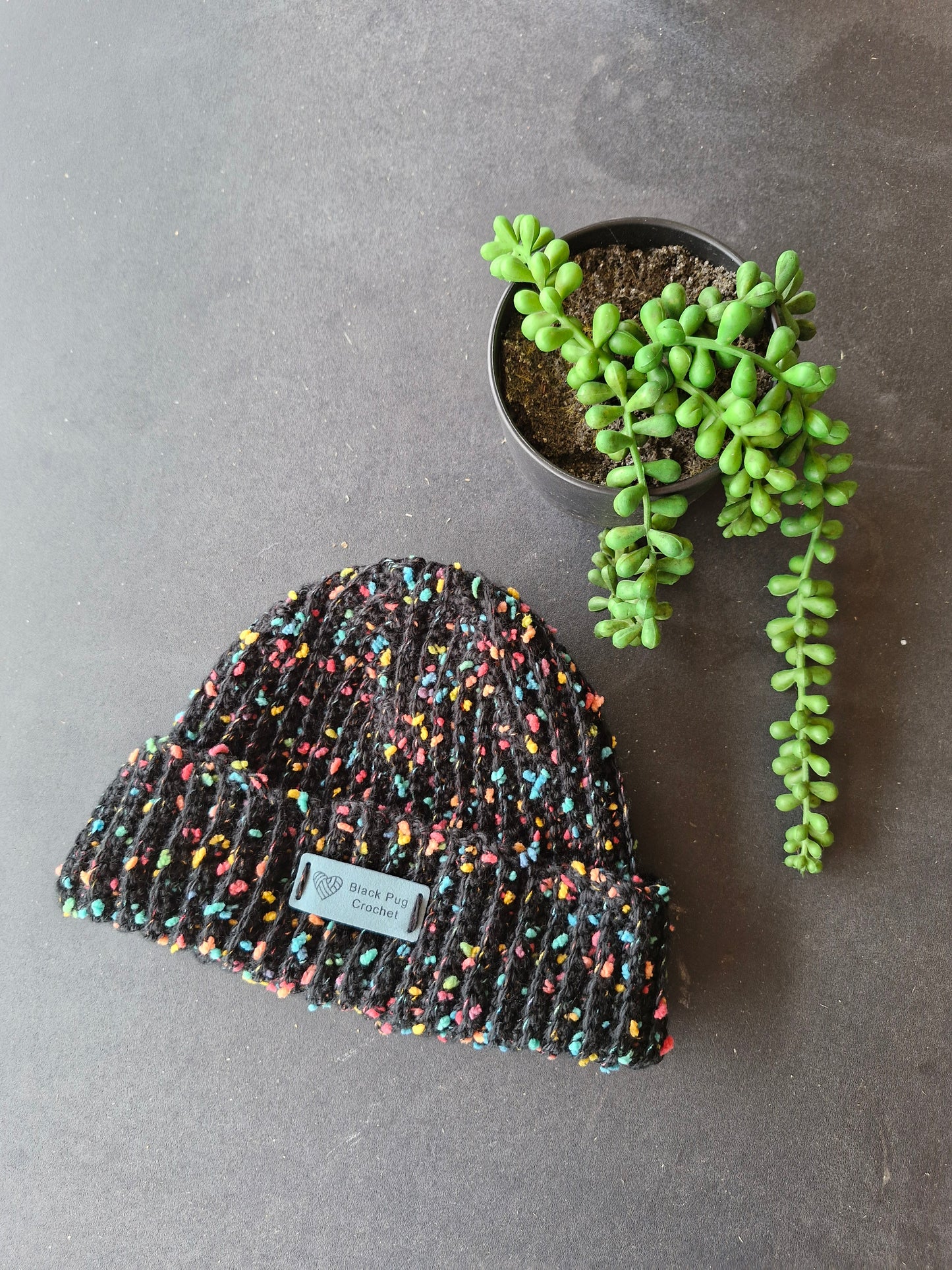 Black Confetti Beanie